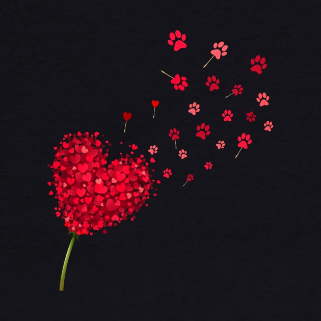 Heart Dandelion Valentine Dog Paws by Manonee